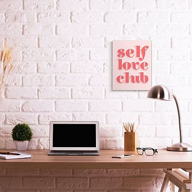 Stupell Home Decor Self Love Club Quote Bold Pink Red Text Color Pop Wall Art