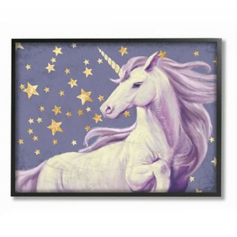 Stupell Home Decor Purple Unicorn in Starry Night Sky Space Fantasy Wall Art