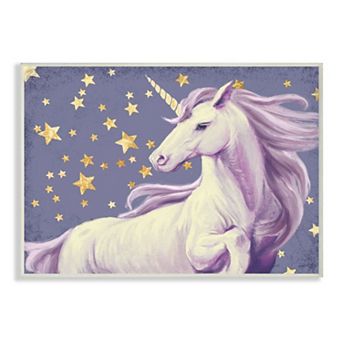 Stupell Home Decor Purple Unicorn in Starry Night Sky Space Fantasy Plaque Wall Art