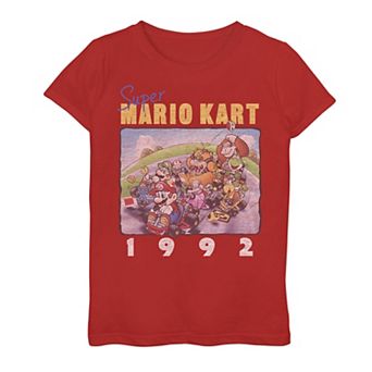 Girls 7-16 Nintendo Mario Kart Vintage 1992 Racers Group Shot Graphic Tee