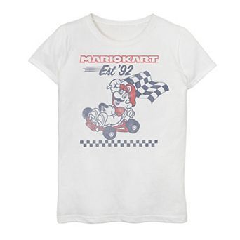 Girls 7-16 Mario Kart Est. '92 Flag Graphic Tee