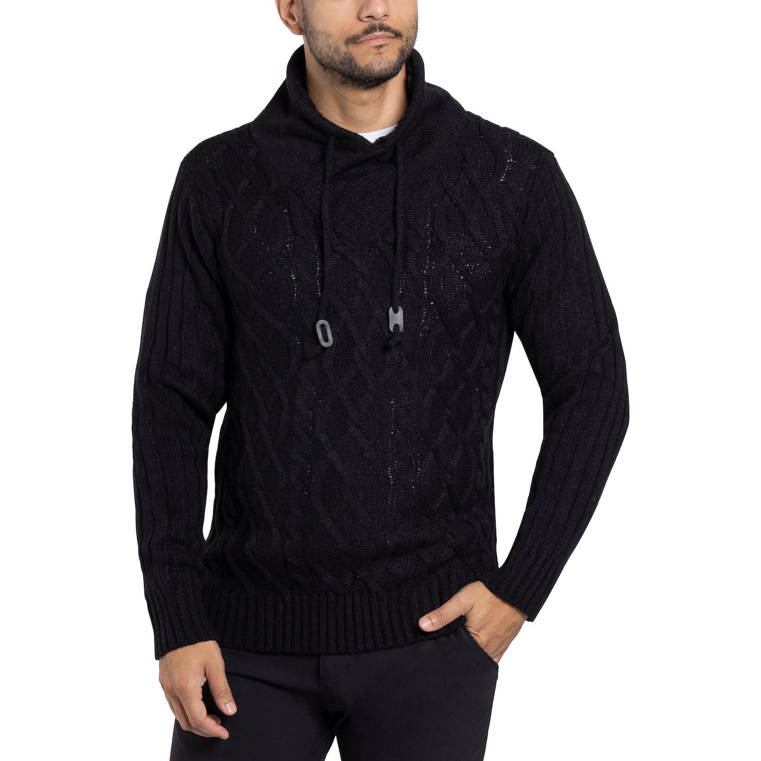 cable knit shawl collar sweater