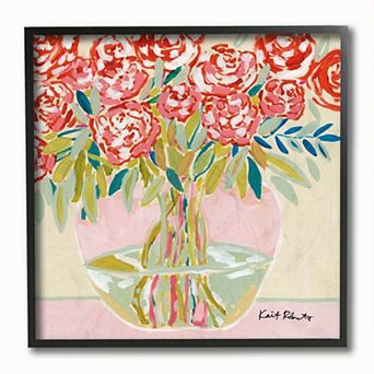 Stupell Home Decor Pink and Red Pastel Floral Still Life Carnation Bouquet Wall Art