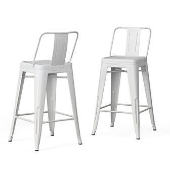 Simpli Home 2 pc Rayne Counter Height Stool Set