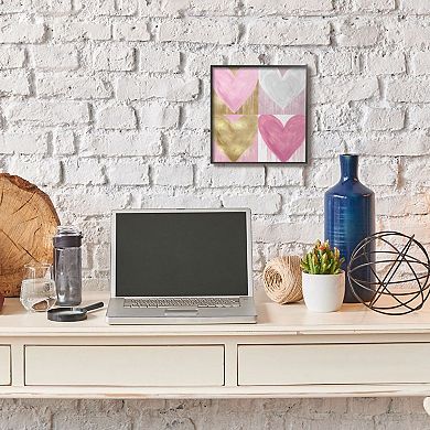 Stupell Home Decor Pink and Gold Glam Hearts Spray Paint Drip Wall Art