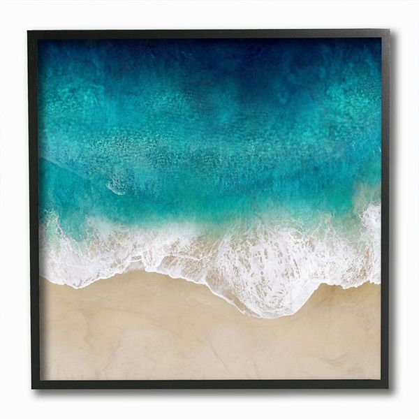 Stupell Home Decor Aerial Tropical Blue Tide at Beach Sea Foam Wall Art