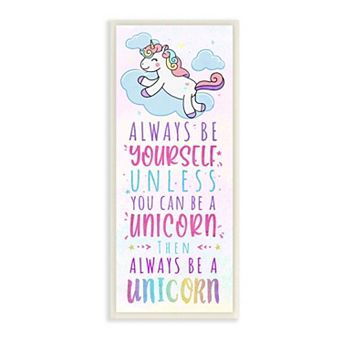 Stupell Home Decor Always Be Yourself or a Unicorn Quote Kids Pink Design Wall Art