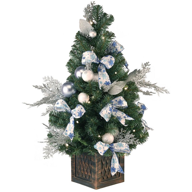 National Tree Company Decorative Collection Silver Finish & Blue Artificial