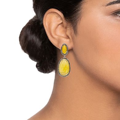 Lavish by TJM Sterling Silver Yellow Quartzite Oval Drop Earrings