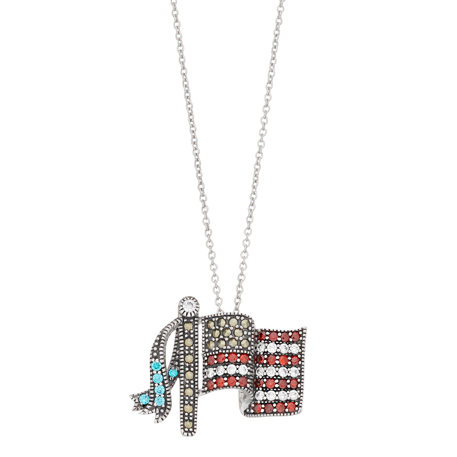 Image for Lavish by TJM Sterling Silver Multi-Colored Cubic Zirconia Flag Pendant Necklace at Kohl's.