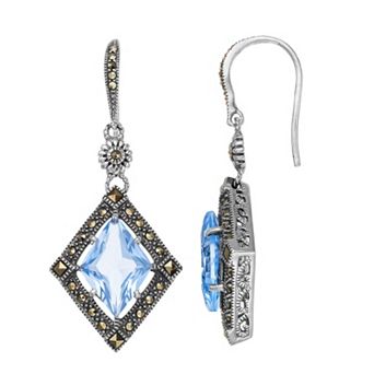 Lavish by TJM Sterling Silver Synthetic Blue Quartz Drop Earrings