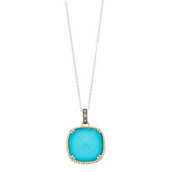 Lavish by TJM Sterling Silver Simulated Turquoise Pendant Necklace