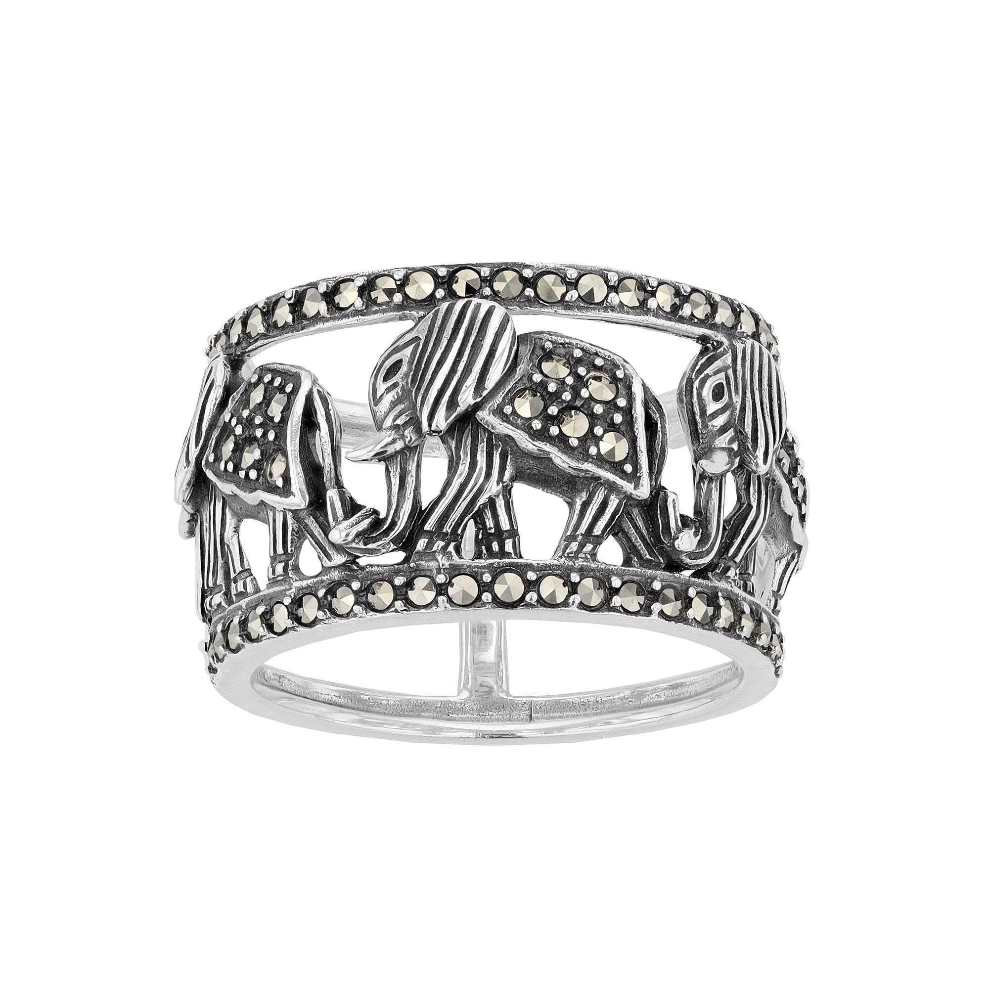 Lavish by TJM Sterling Silver Elephant Band Ring, Womens, Size: 6