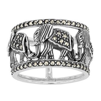 Lavish by TJM Sterling Silver Elephant Band Ring