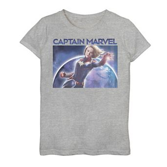 Girls 7-16 Captain Marvel In Space Portrait Graphic Tee