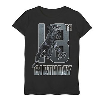 Girls 7-16 Marvel Black Panther 18th Birthday Action Pose Graphic Tee