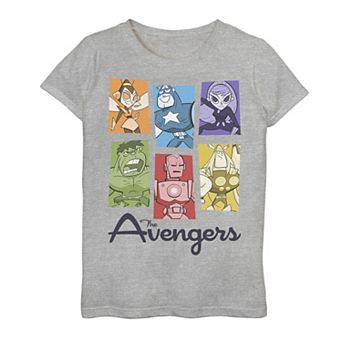 Girls 7-16 Marvel The Avengers Retro Pop Colorful Panel Grid Graphic Tee