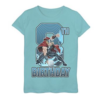 Girls 7-16 Marvel Thor Hammer 8th Birthday Graphic Tee