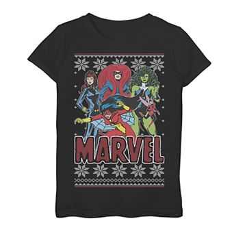 Girls 7-16 Marvel Heroines er Christmas Snowflake Holiday Graphic Tee