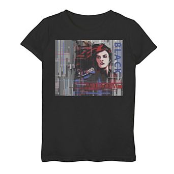 Girls 7-16 Marvel Black Widow Glitched Poster Graphic Tee