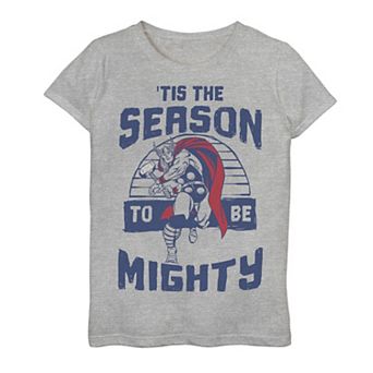 Girls 7-16 Marvel Thor 'Tis The Season To Be Mighty Christmas Graphic Tee