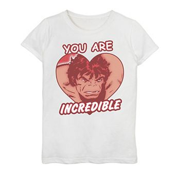 Girls 7-16 Marvel The Hulk You Are Incredible Heart Shaped Portrait Graphic Tee