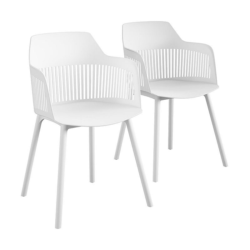 CosmoLiving Camelo Indoor / Outdoor Slat Back Dining Chair 2-piece Set, Whi