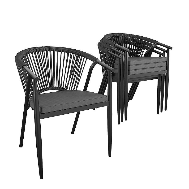 CosmoLiving Circi Patio Dining Chair 4-piece Set, Black