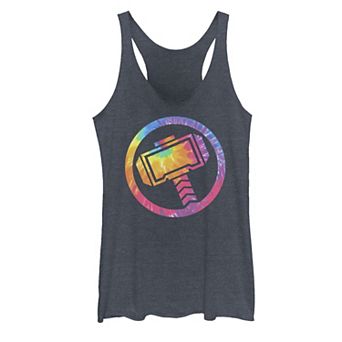 Juniors' Marvel Thor Tie Dye Hammer Symbol Tank Top