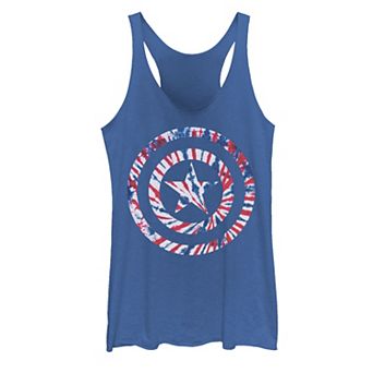 Juniors' Marvel Captain America Tie Dye Shield Symbol Tank Top