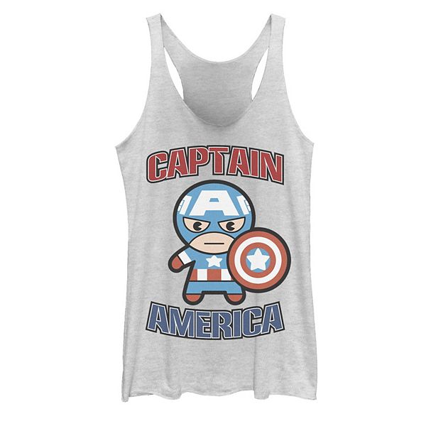 Juniors' Marvel Captain America Cute Kawaii Hero Pose Tank Top