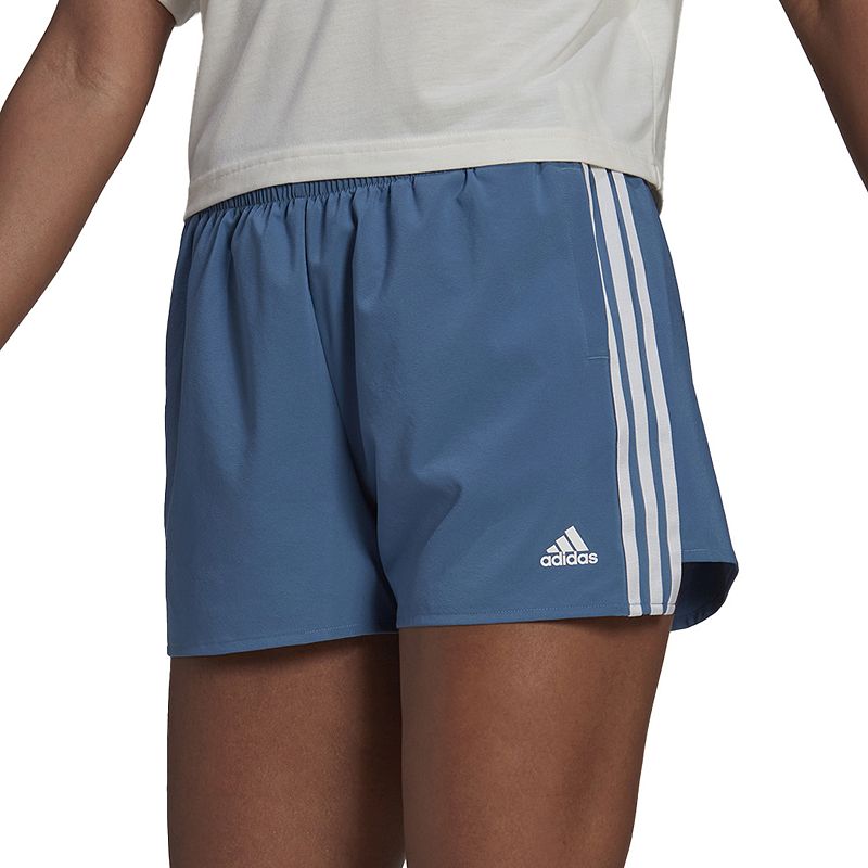 Womens adidas 3 Stripe Woven Shorts, Size: Medium, Brt Blue