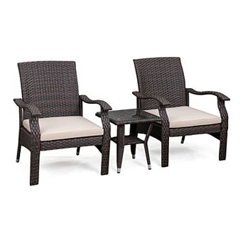 Patio Sense Miles Outdoor Arm Chair & End Table 3 pc Set