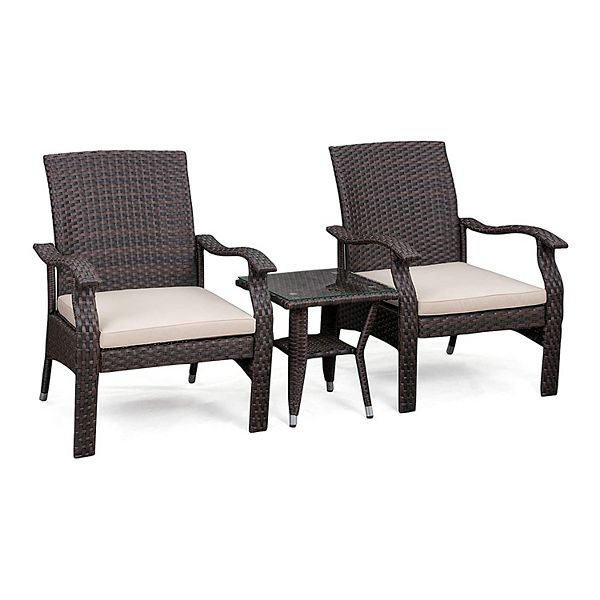 Patio Sense Miles Outdoor Arm Chair End Table 3 Piece Set
