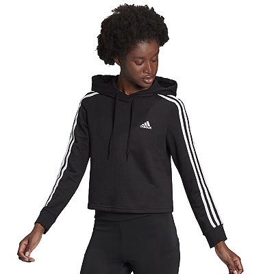 Adidas three stripe cropped hoodie clearance