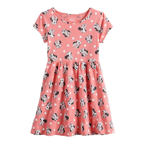 Toddler/Little Girls Disney Girl's Minnie Mouse Overall Dress 2 Piece Jumper & Cotton Short Sleeve T-Shirt
