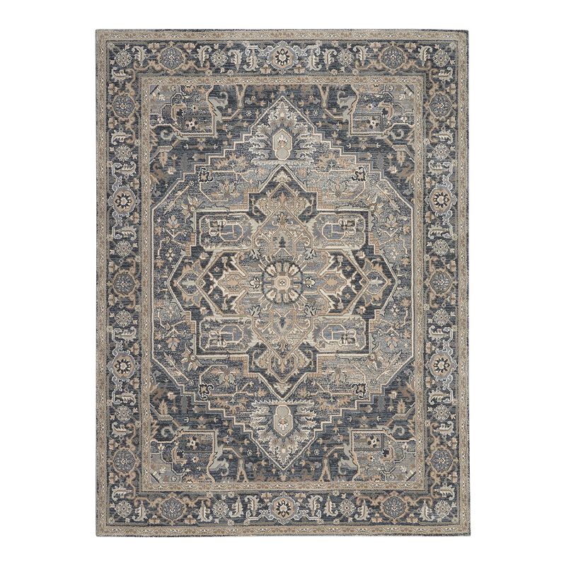 Kathy Ireland Home Moroccan Celebration Center Medallion Area Rug, Blue, 5X7 Ft