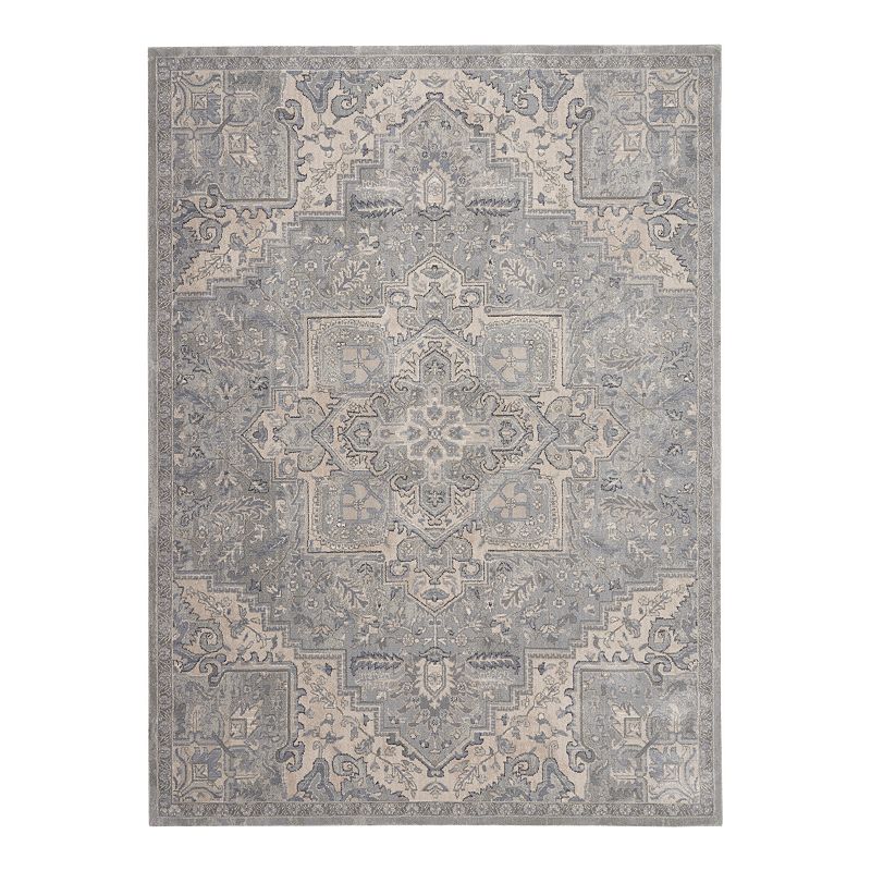 Kathy Ireland Home Moroccan Celebration Ornate Area Rug, Silver, 8X10.5 Ft