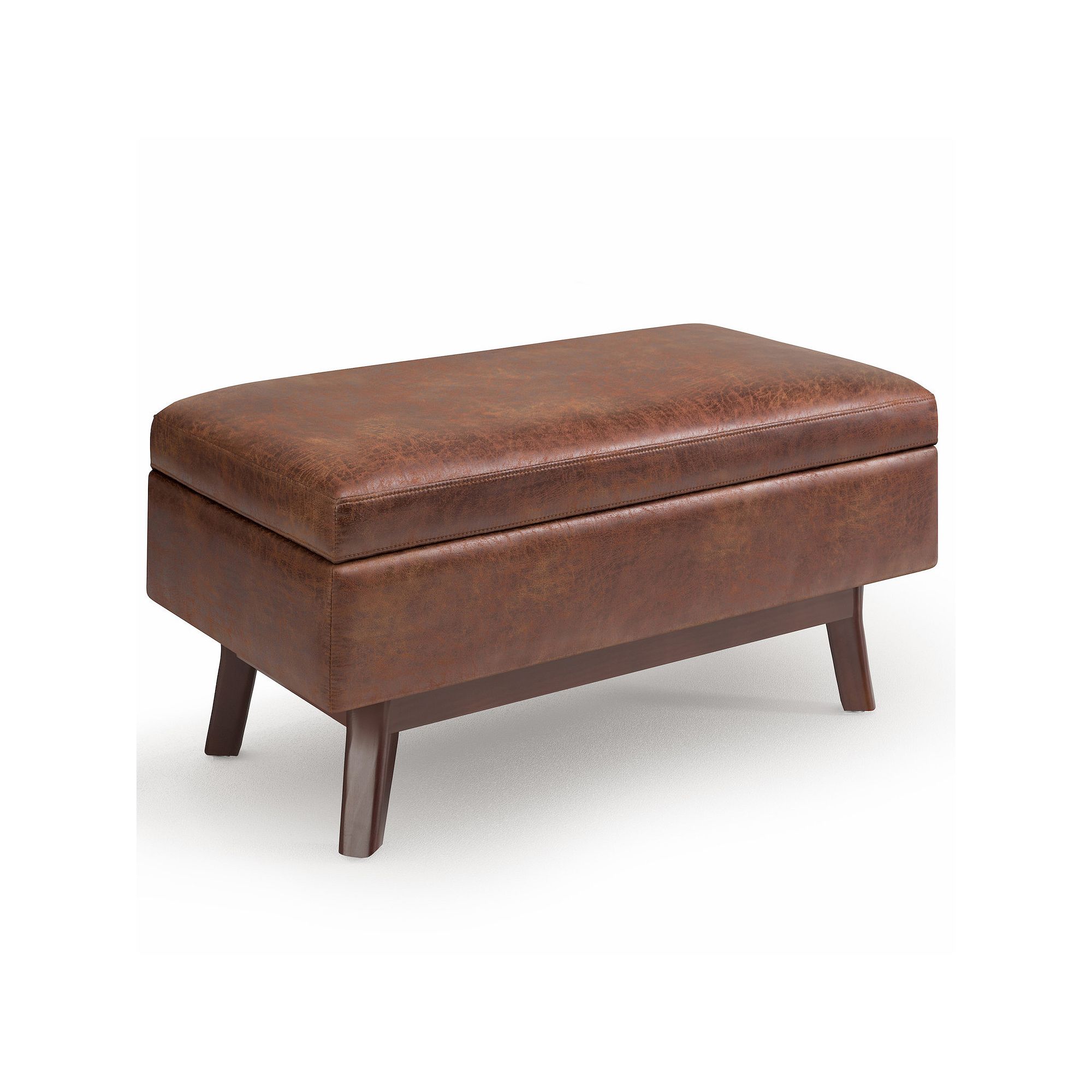 Simpli Home Owen Small Storage Ottoman, Distressed Brown