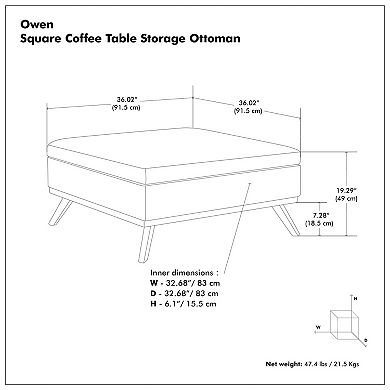 Simpli Home Owen Square Storage Ottoman