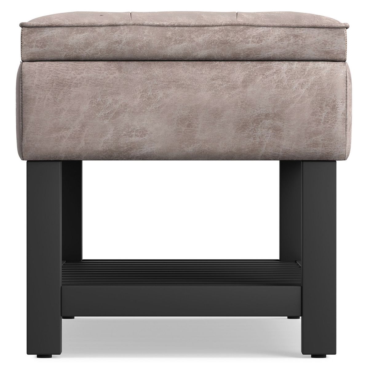 Storage bench with upholstered top and open shelf below