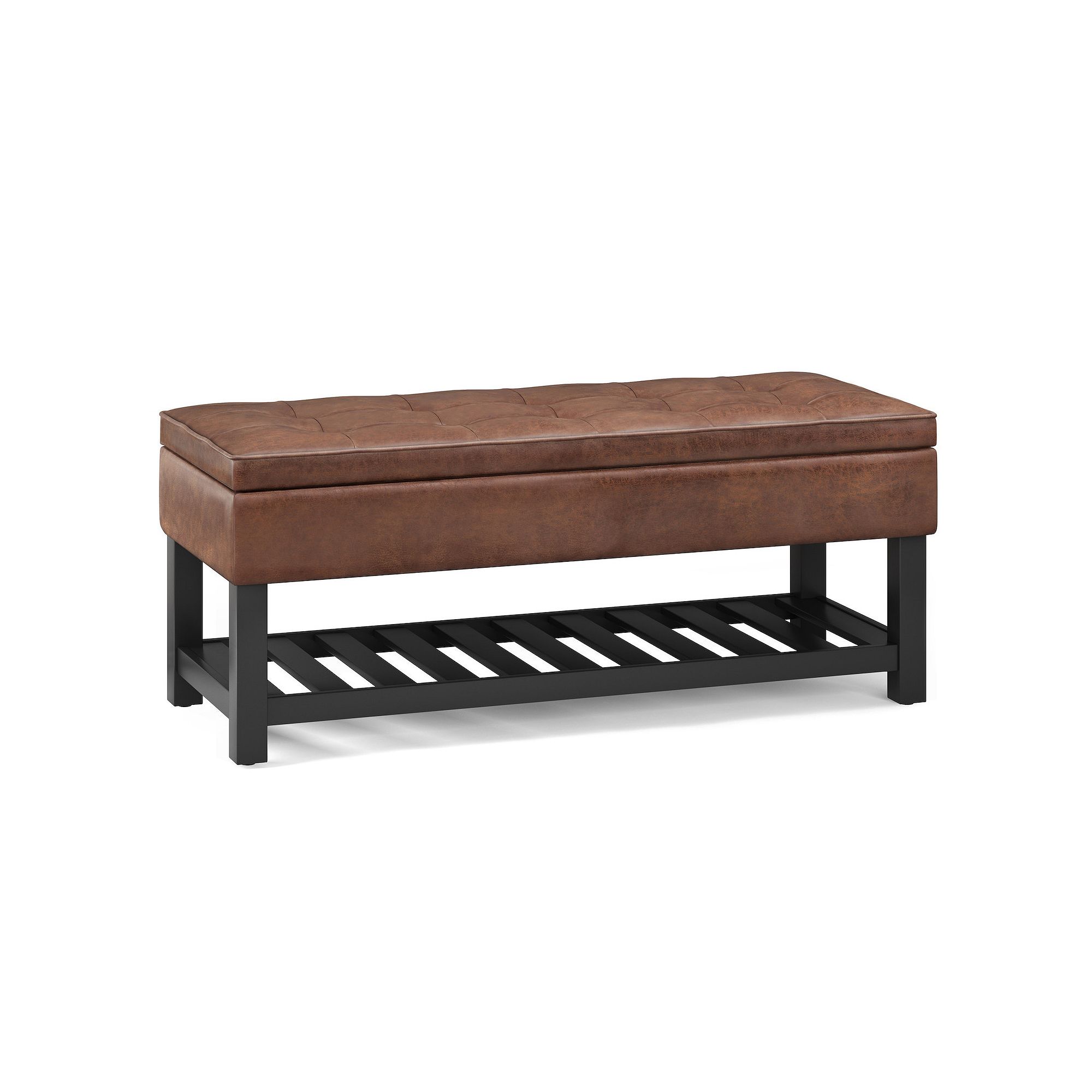 Simpli Home Cosmopolitan Storage Bench, Distressed Brown