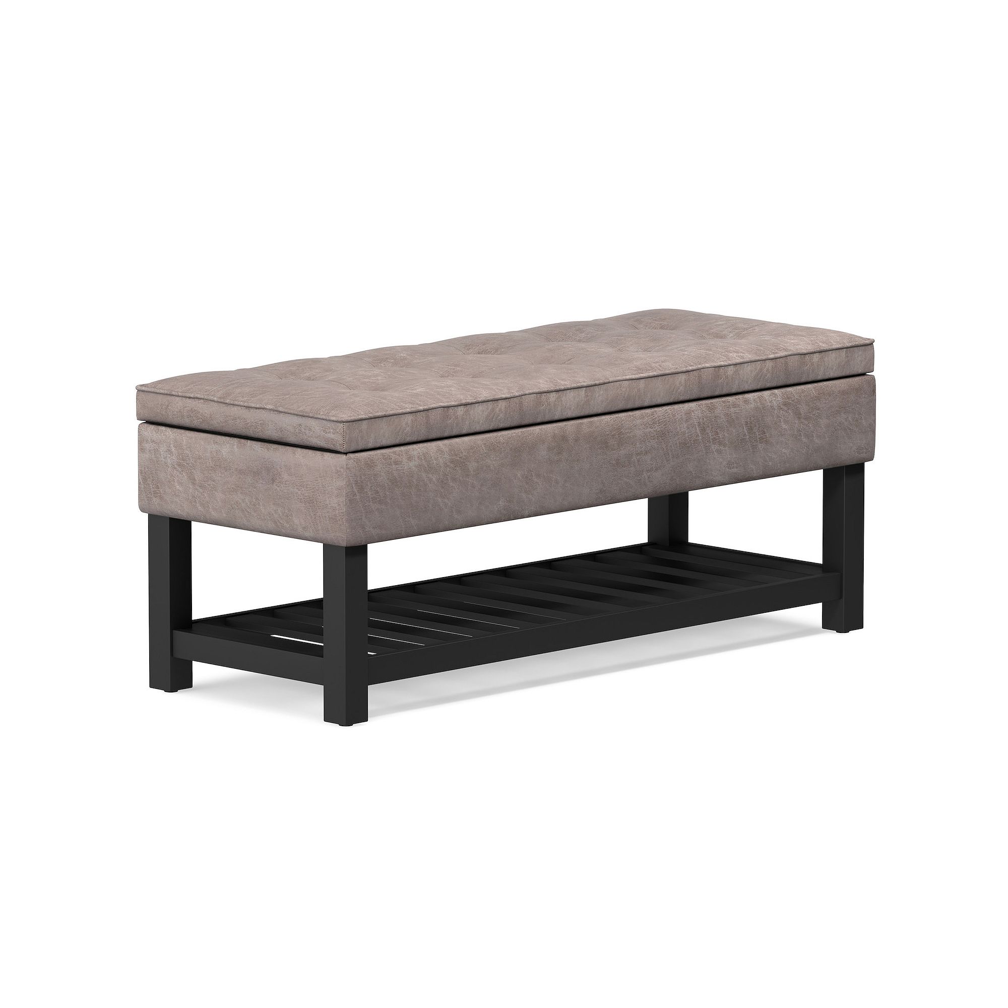 Simpli Home Cosmopolitan Storage Bench, Distressed Gray