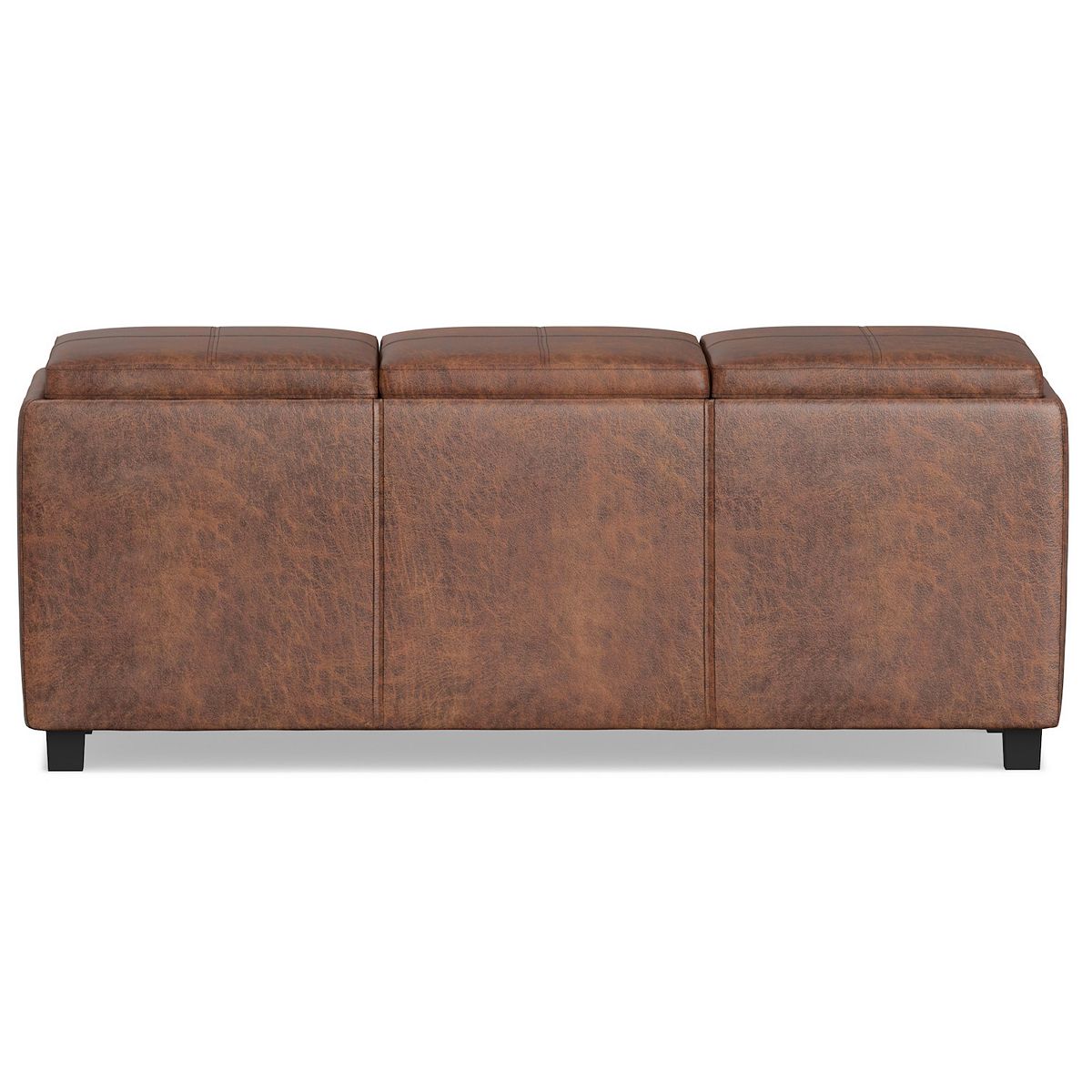 Avalon faux leather storage ottoman with hinged top in light brown