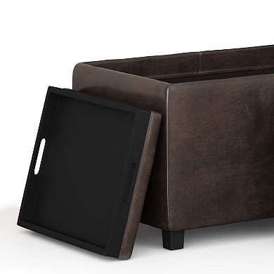 Simpli Home Avalon Faux Leather Storage Ottoman