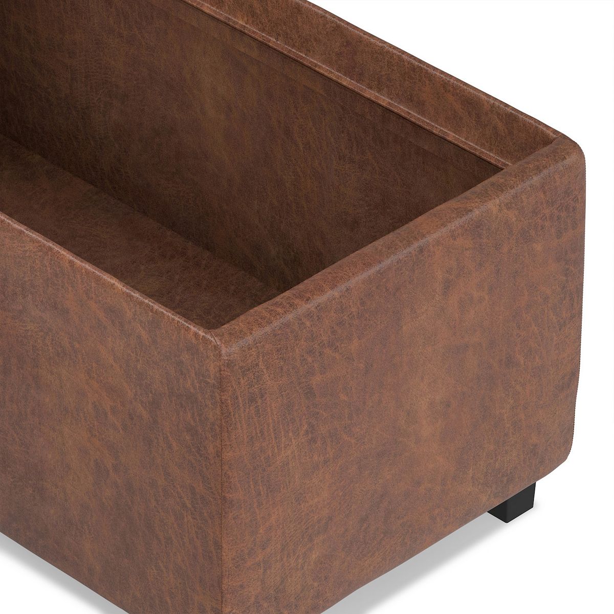 Avalon storage ottoman interior view with lid open