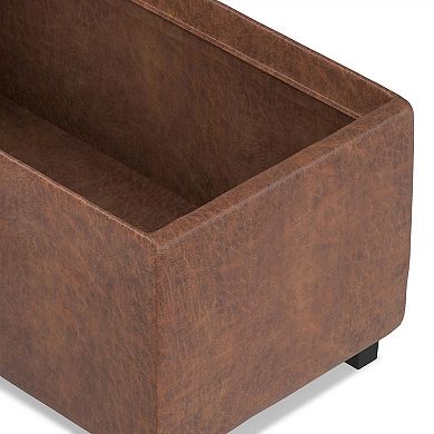 Simpli Home Avalon Faux Leather Storage Ottoman