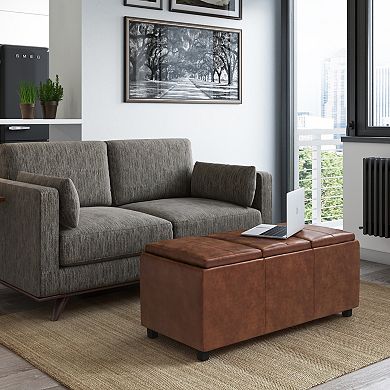 Simpli Home Avalon Faux Leather Storage Ottoman