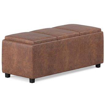 Simpli Home Avalon Faux Leather Storage Ottoman