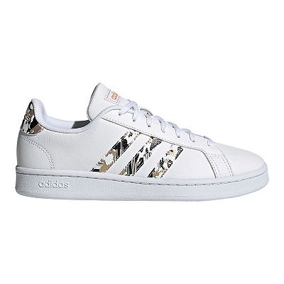 adidas gazelle silver green womens adidas Women's Grand Court 2.0 Sneakers | White/Black
